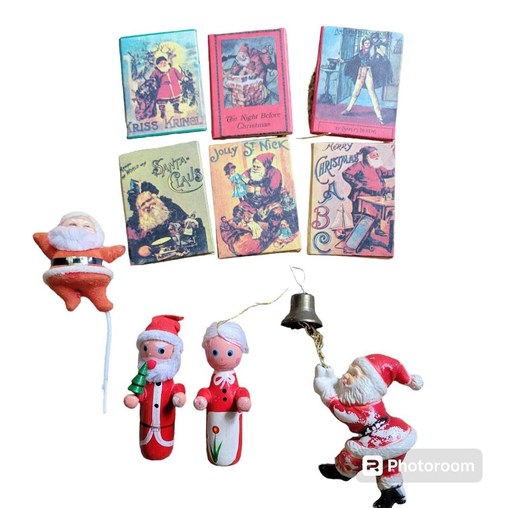Lot Of 9 Vintage Christmas Tree Ornaments And 1 Santa Pick